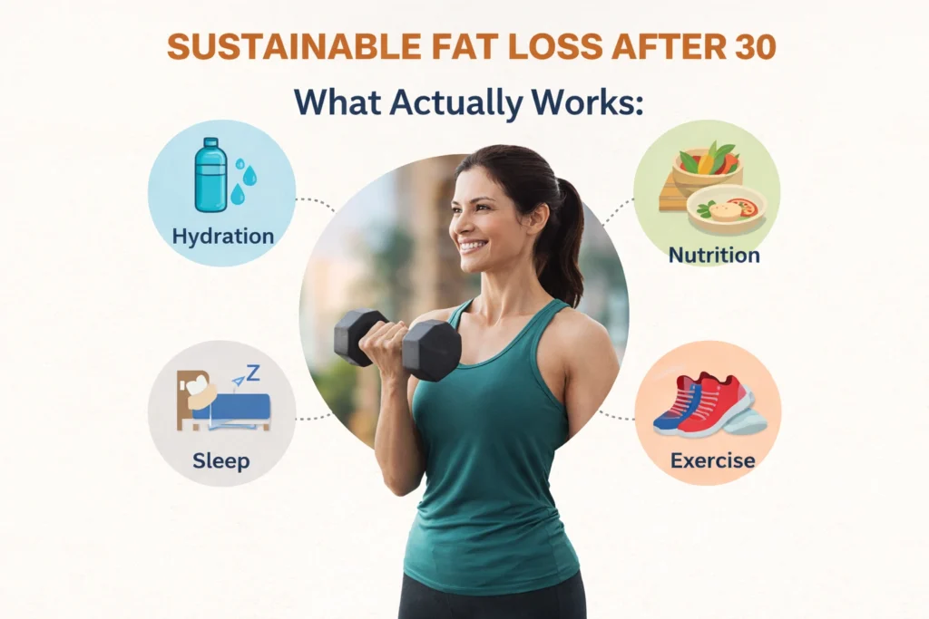 sustainable fat loss after 30 through exercise nutrition sleep and hydration